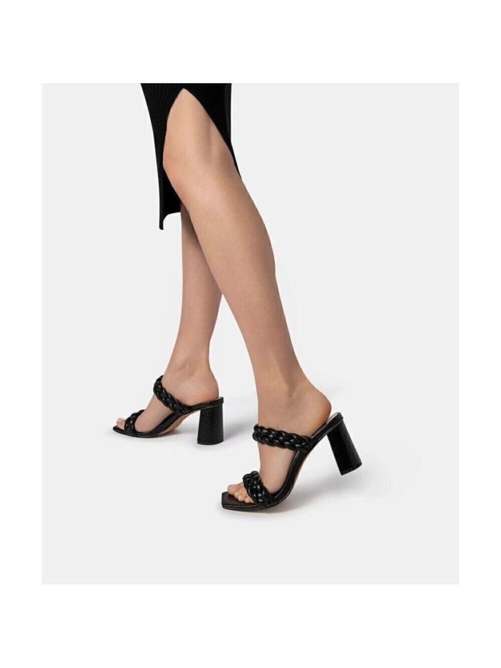 DV Dolce Vita Bnwot "Pressley" Black Braid Block Heel Sandals New